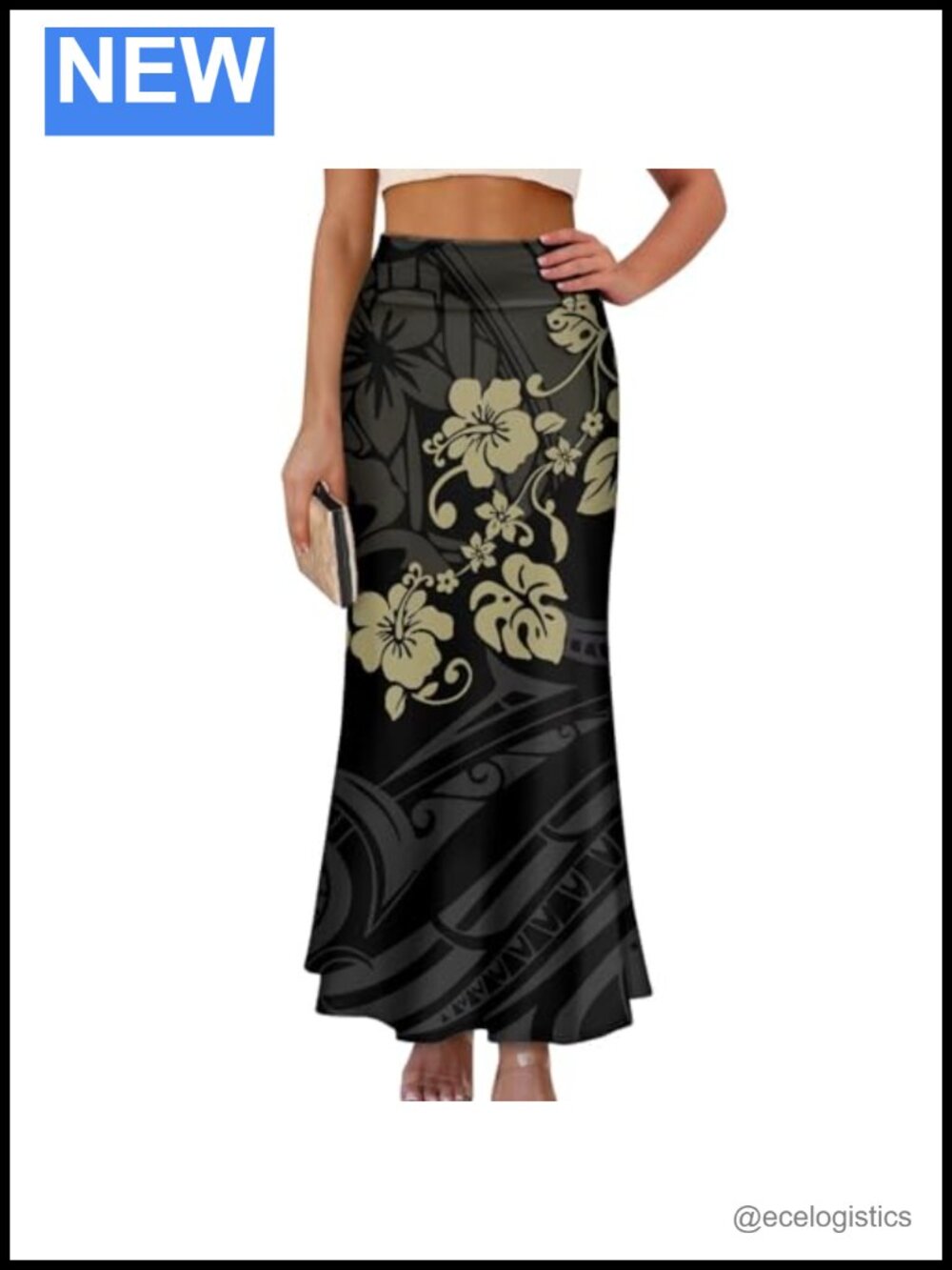 Women's Bohemian High Waist Maxi Skirt Side Zipper Polyester Spandex